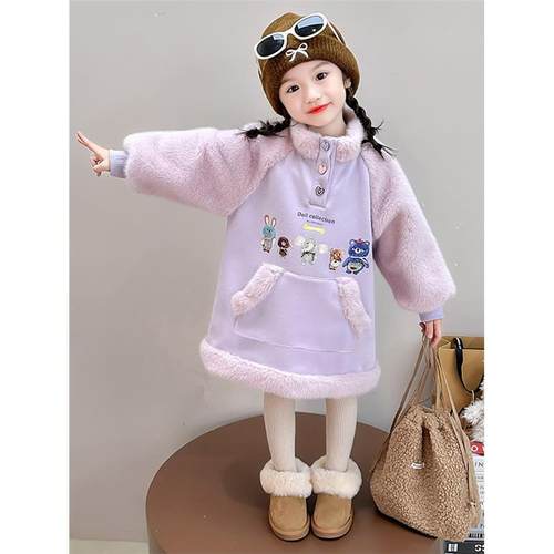 女童薄绒卫衣裙秋冬季202