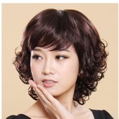假发女短发蓬松自然短卷发女中老年女士假发全头套式 气质妈妈真发