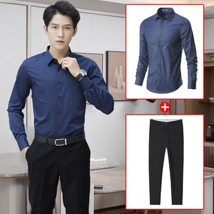 公务员面试正装衬衫男学生衣服职业套装白色毕业生答辩应聘西裤男