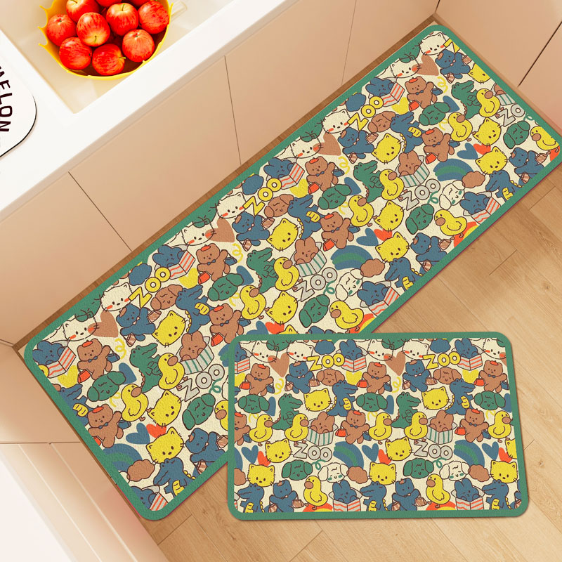 卡通可擦免洗厨房地垫吸水专用地毯防滑防油垫子免清洗防水脚垫子