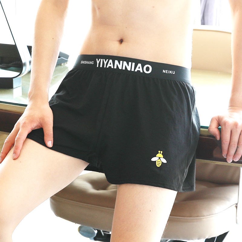 宽松大码男士内裤纯棉男睡裤裤青年个性潮男生平角短裤头夏季四角