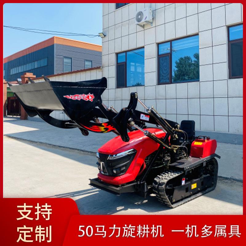 海拓50马力小型旋耕机 除草开沟回填燃油旋耕机 多属具履带管理机