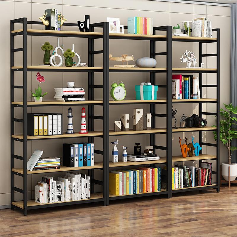 落地书架简约现代多层储物架铁艺货架客厅展示书柜架子置物架家用