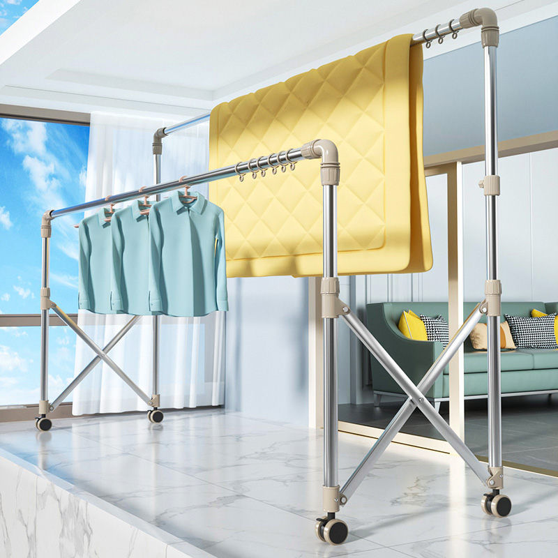 阳台晾衣架落地折叠室内不锈钢晒衣架晒被子的神器凉衣架卧室衣架