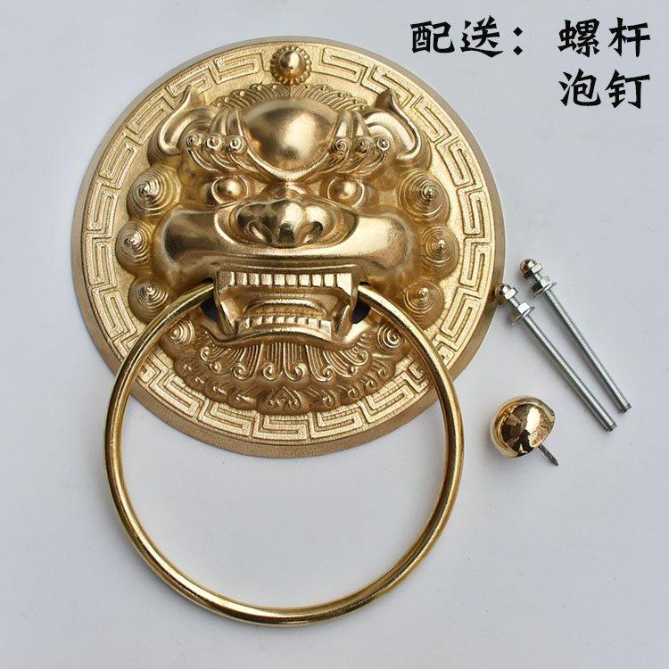 中式仿古纯铜兽头狮子头门环古铜老式装饰仿铜门把手铜门大门拉手