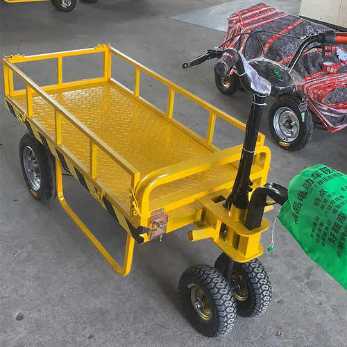 小型脚踏升降平板车电动站架四轮运输车物流拉货车高效搬运