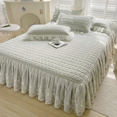 乳胶夏凉席夏天2023新款韩式蕾丝床裙席子夏季可水洗冰丝席三件套