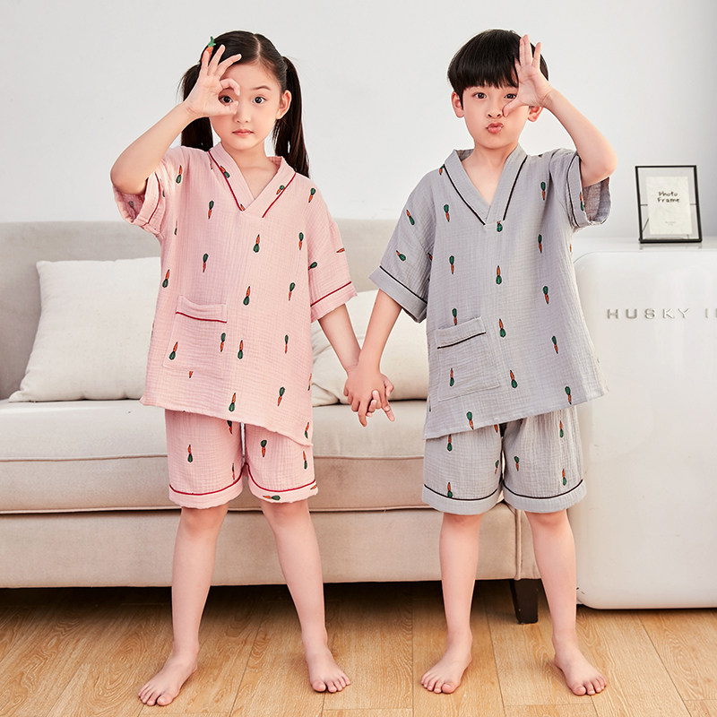 高端定制儿童汗蒸服亲子装浴服男童女童宝宝纯棉桑拿服大童小童图片