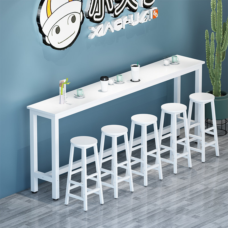 靠墙吧台桌家用阳台靠窗桌奶茶店桌椅组合高脚桌长桌子长条桌窄桌