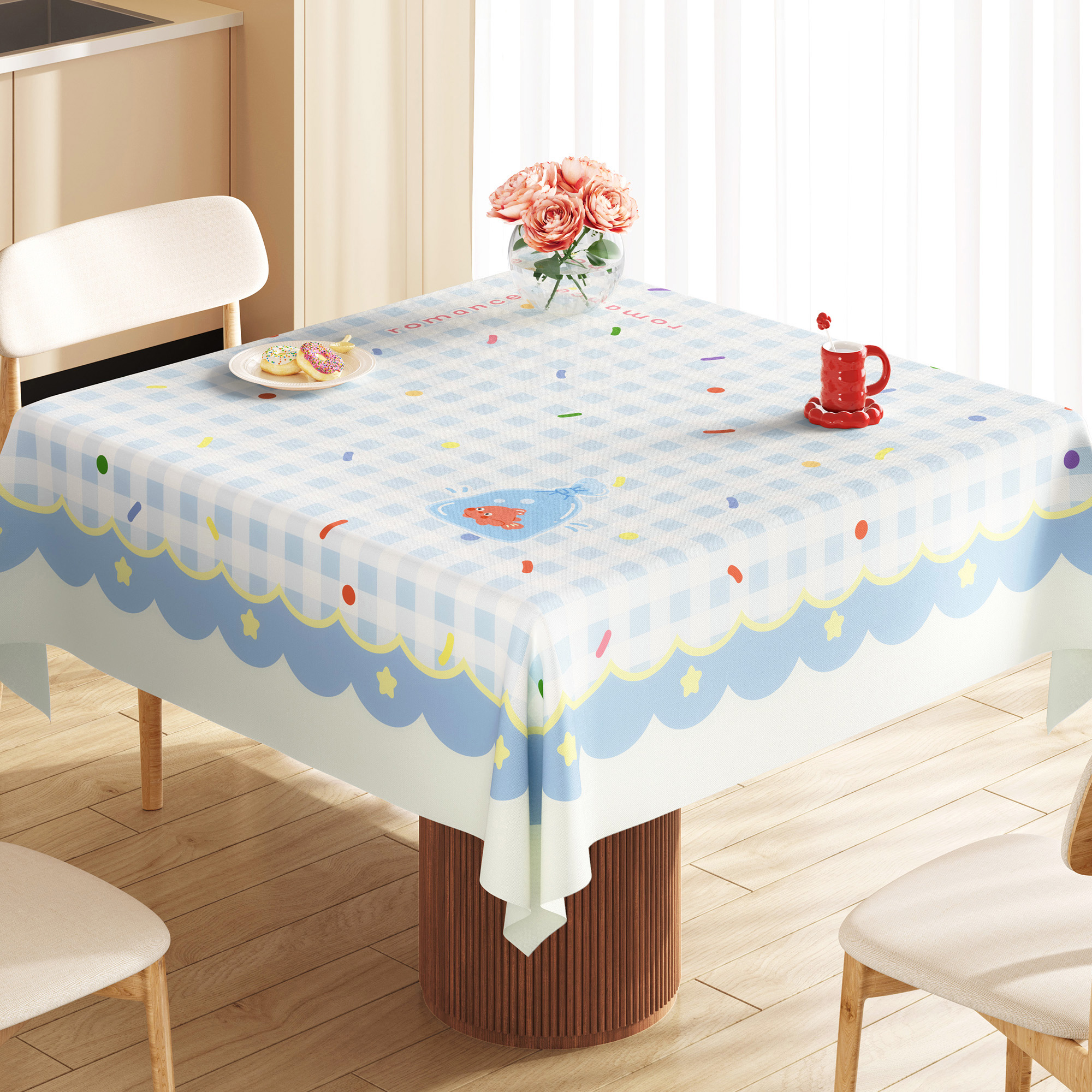 小清新正方形桌布防水防油免洗防烫餐桌桌布2025新款格子方桌台布