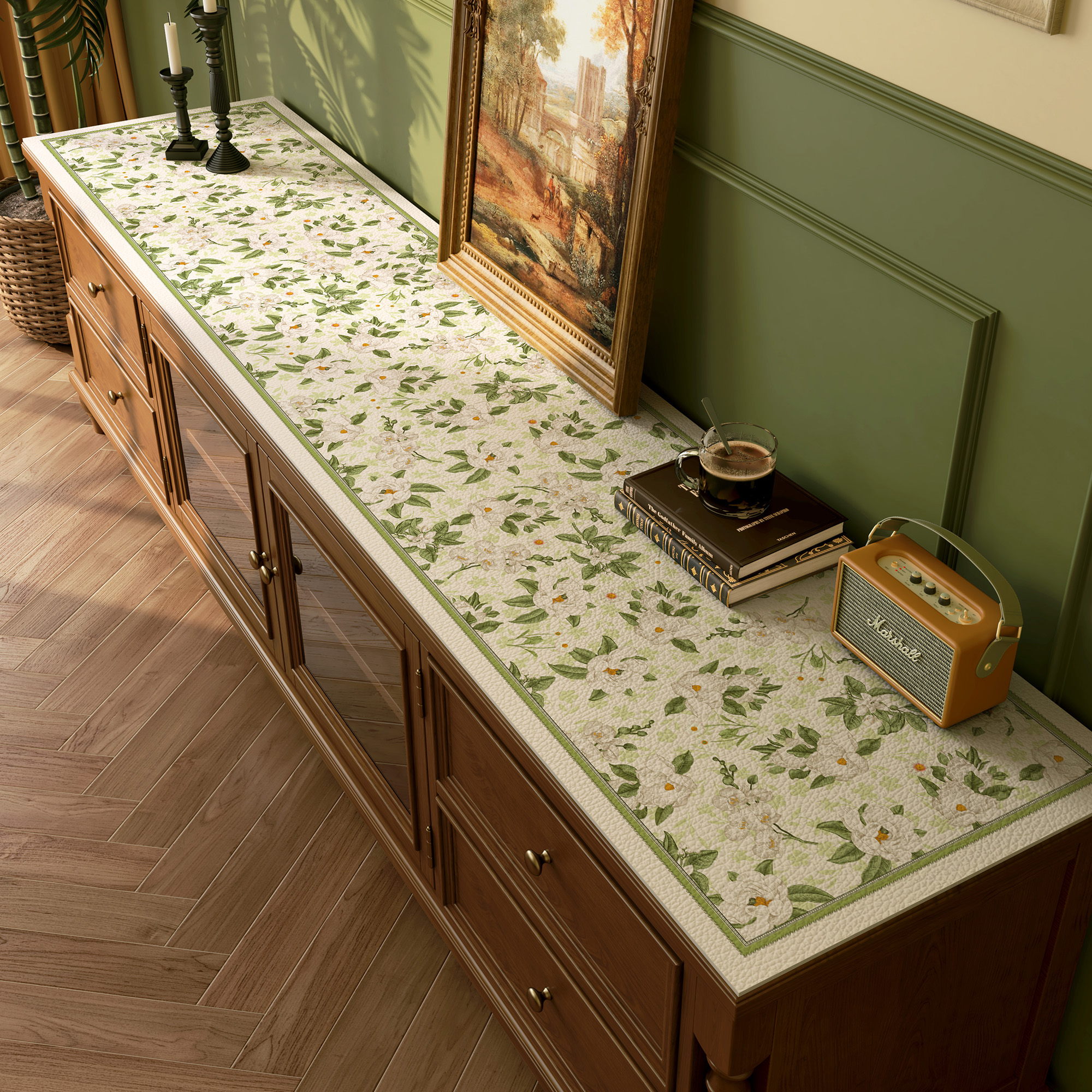 美式餐边柜桌垫防水防油免洗电视柜桌布轻奢高级感鞋柜台面防脏垫