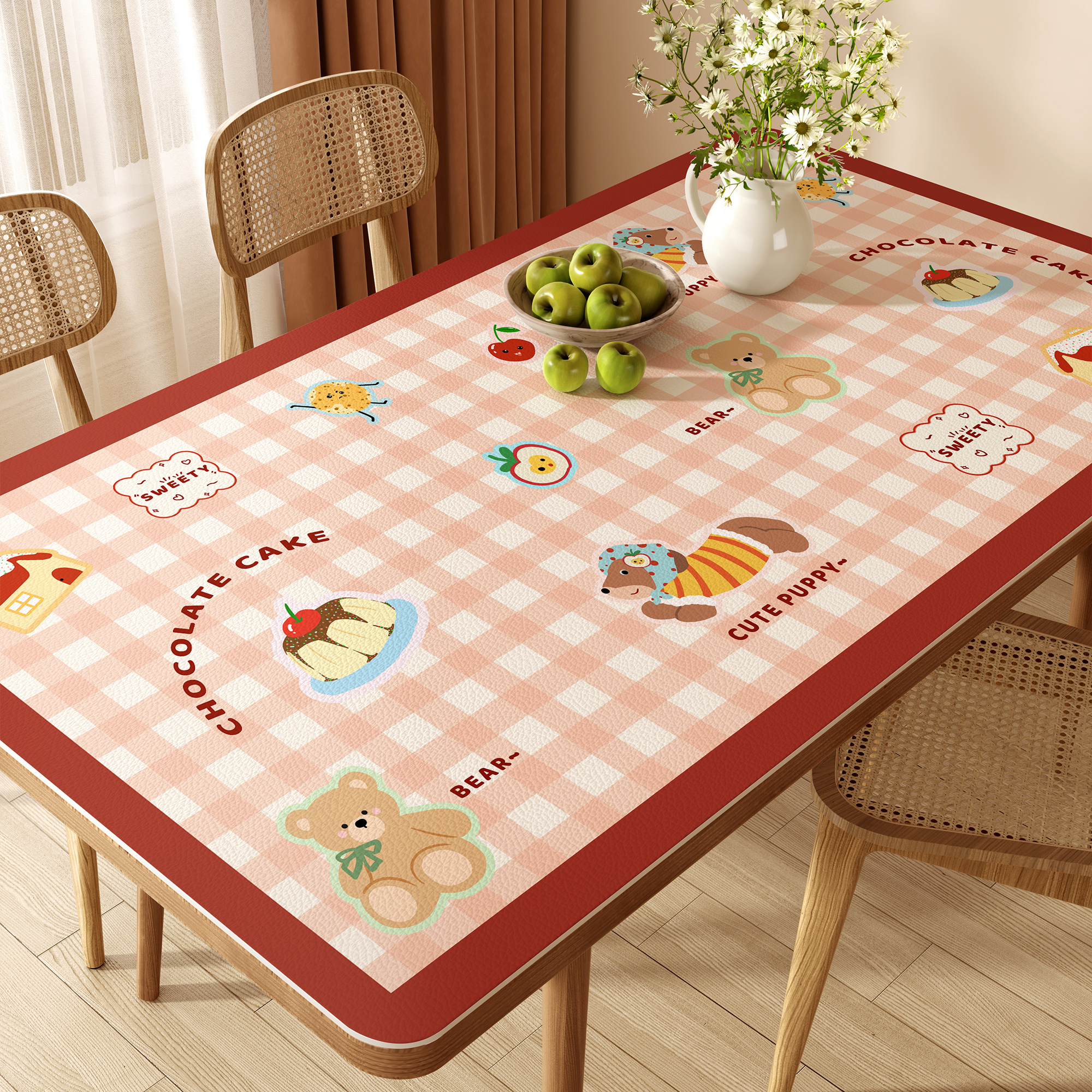 卡通餐桌垫防水防油免洗桌布公主风高颜值长方形桌面隔热保护垫