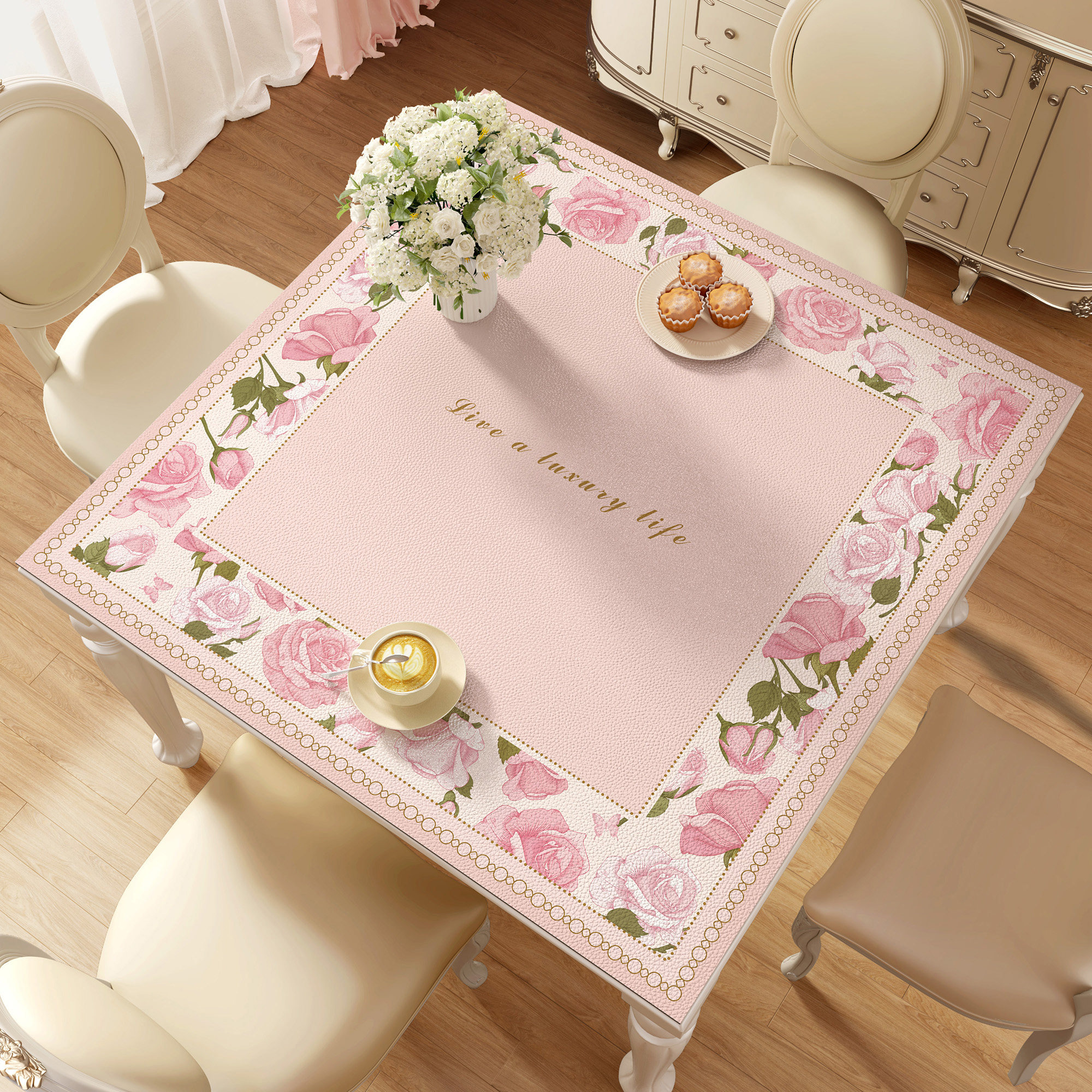 美式桌垫防水防油免洗正方形皮革餐桌布高级感小方桌茶几保护台布,居家布艺,桌布,淘宝优惠券,粉丝福利购,淘宝优惠卷