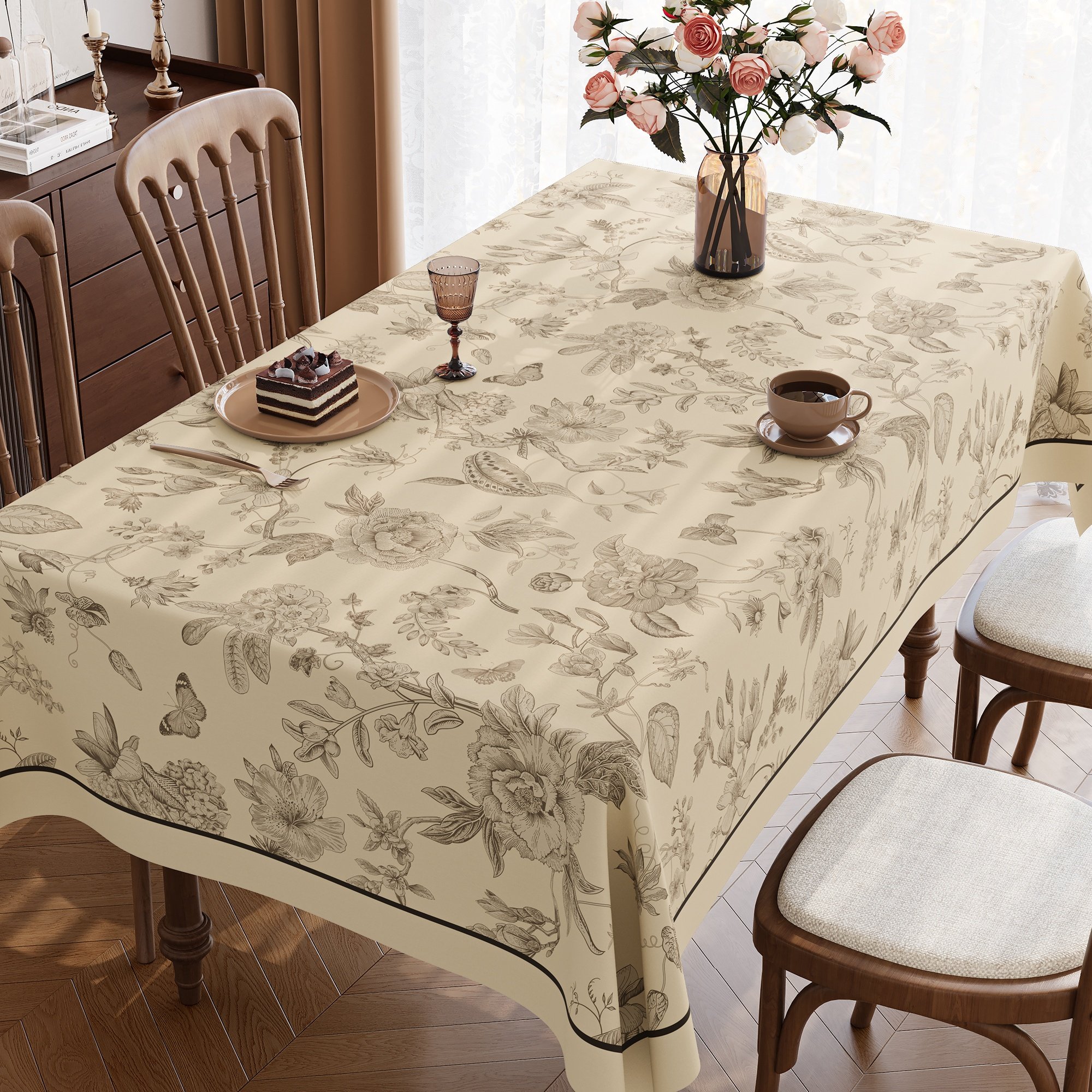 美式复古桌布防水防油免洗长方形轻奢高级感餐桌布桌面保护垫台布,居家布艺,桌布,淘宝优惠券,粉丝福利购,淘宝优惠卷