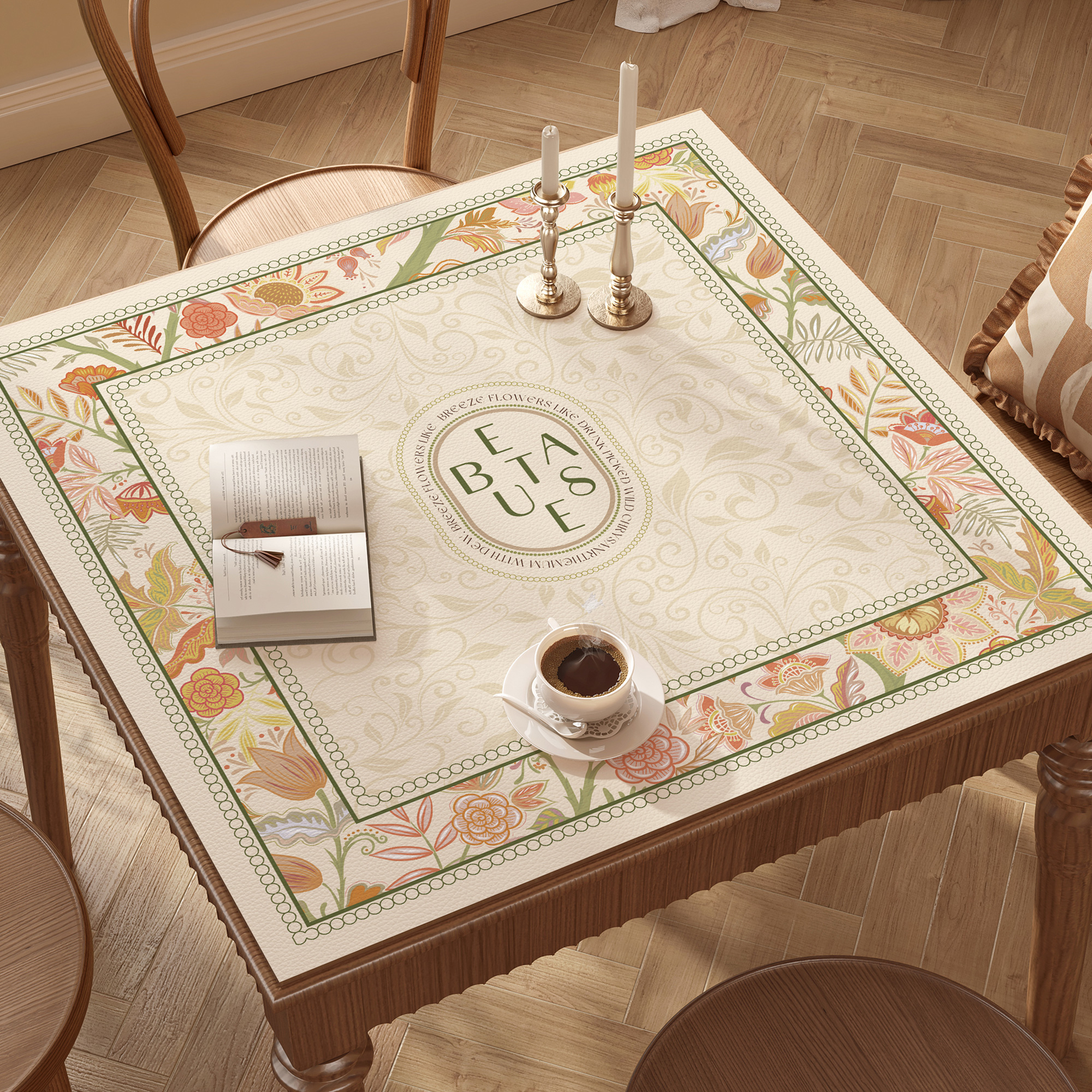 美式桌垫防水防油免洗正方形皮革餐桌布高级感小方桌茶几保护台布