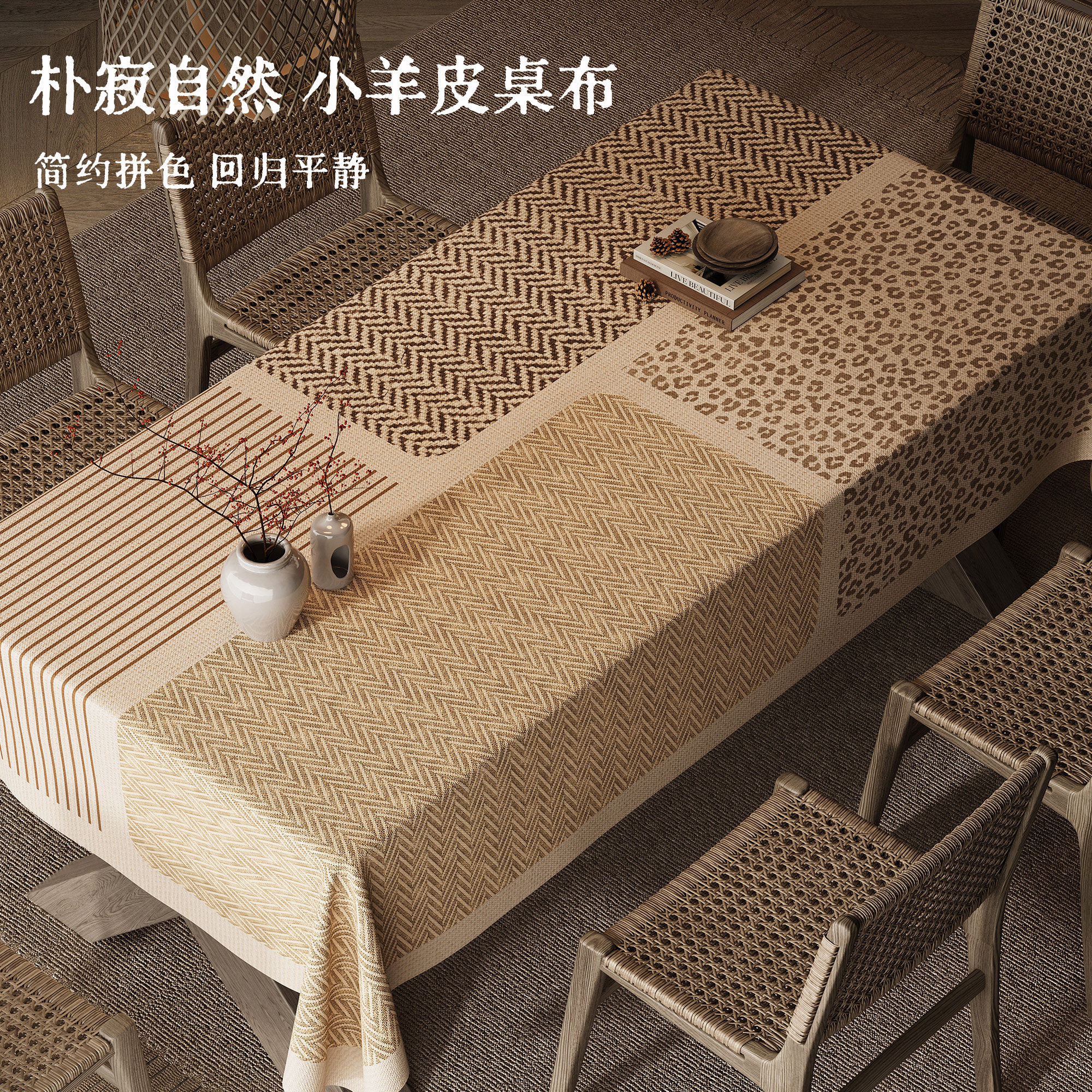 侘寂风麻布纹桌布轻奢高级餐桌布防水防油免洗长方形日式茶几台布,居家布艺,桌布,淘宝优惠券,粉丝福利购,淘宝优惠卷