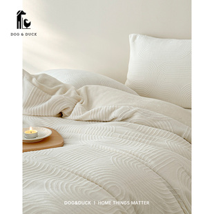 DOG DUCK侘寂风牛奶绒四件套法兰绒抗静电被套床单秋冬保暖床品