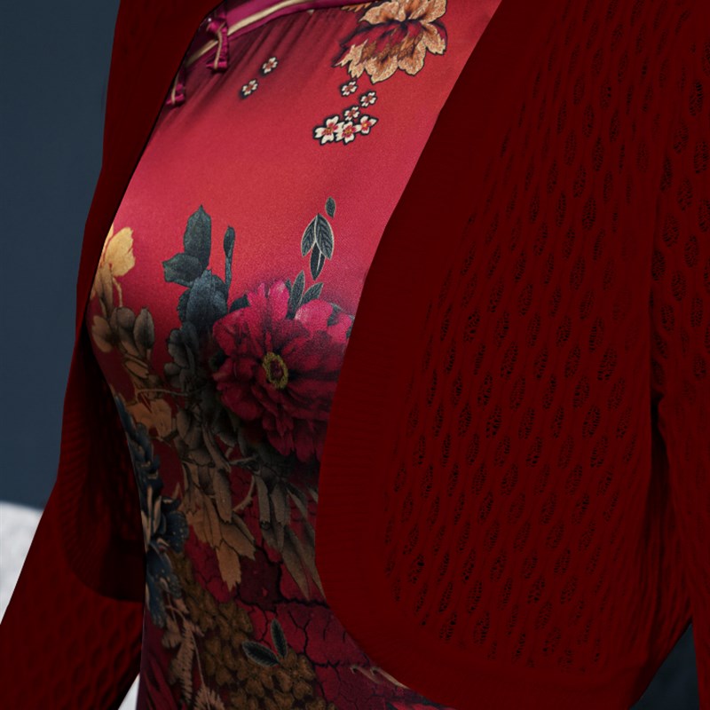 酒红色长袖针织开衫短款配旗袍披肩外搭薄毛衣外套上衣女春秋防晒