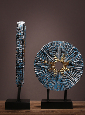 美式摆件酒柜树脂圆圈饰品轻奢样板房客厅玄关软装电视柜装饰品