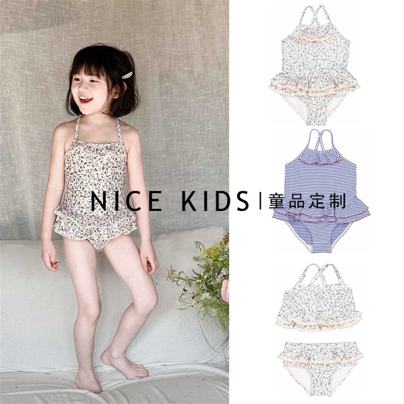 2024年夏季新款小众系列 儿童女宝宝印花碎花花朵连体锦纶泳衣