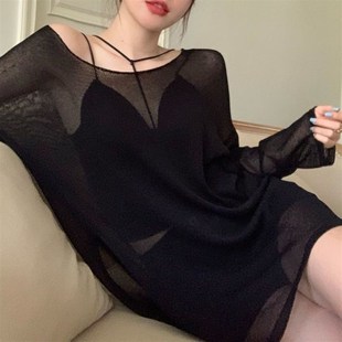 单卖百搭遮 游泳显瘦宽松薄款 泳衣外搭可下水防晒罩衫 外套女夏B季