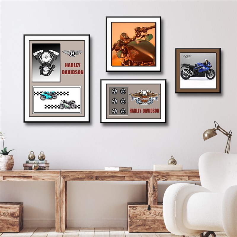 客厅沙发背景墙挂画机车立体实物装饰画儿童卧室床头摩托车壁画