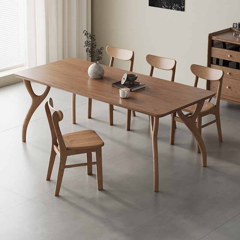 侘寂风实木餐桌复古创意大板桌北欧轻奢长方型饭桌简约家用会客桌