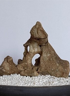 太湖石天然原石小鱼缸微盆景造景石微景观假山盆景小摆件附石观赏