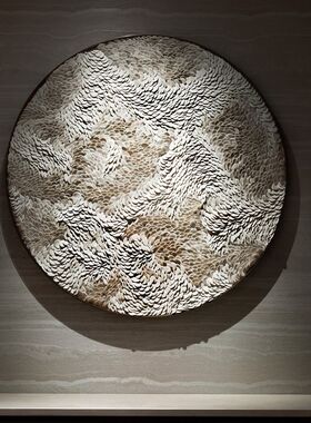 现代玄关画奶油风3dq立体皮雕壁画轻奢高档实物画样板间客厅装饰