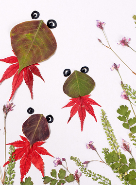 树叶粘贴画学生幼儿园儿童手工画diy材料包真Q花创意秋天植物标本