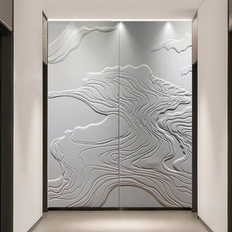 中式轻奢皮雕背景墙浮雕硬包背景墙电视沙发客厅软包复式楼背景墙