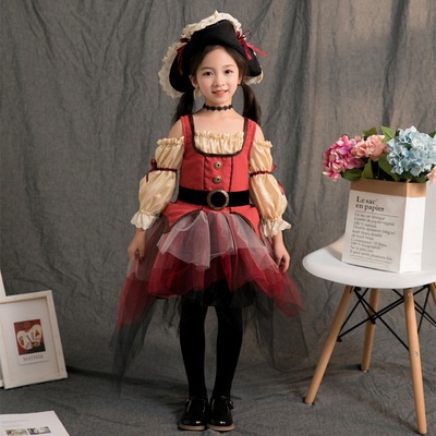 万圣节儿童服装女童加勒比海盗cos衣服角色扮演化妆舞会演出服