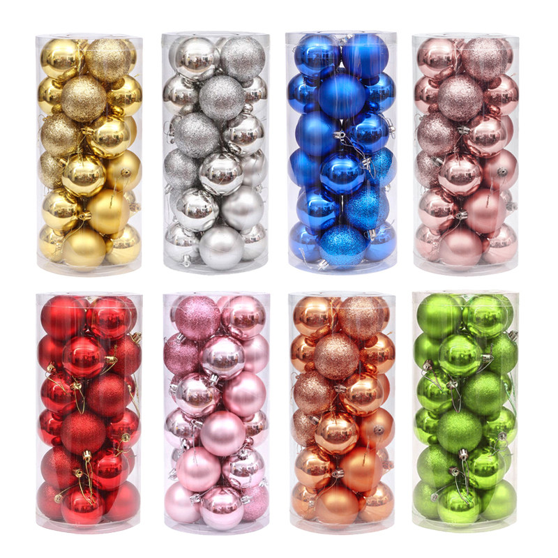 圣诞球红色6/8cm节日装扮橱窗场景布置挂饰吊球圣诞节装饰品挂件