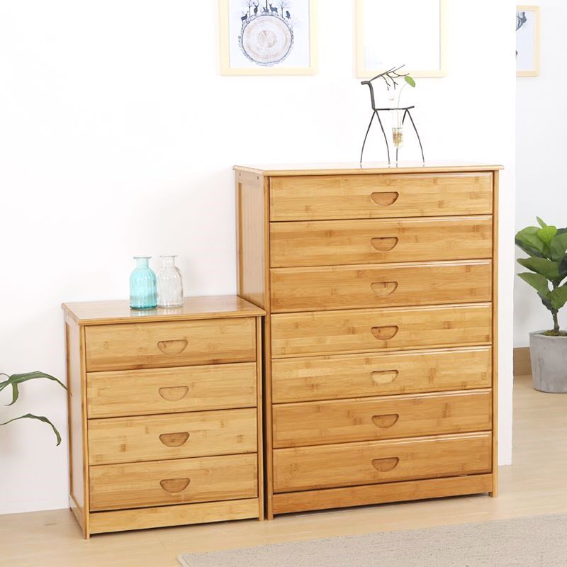 竹子储物柜楠竹原木色卧室五斗柜主卧床头置物客厅储物抽屉式收纳