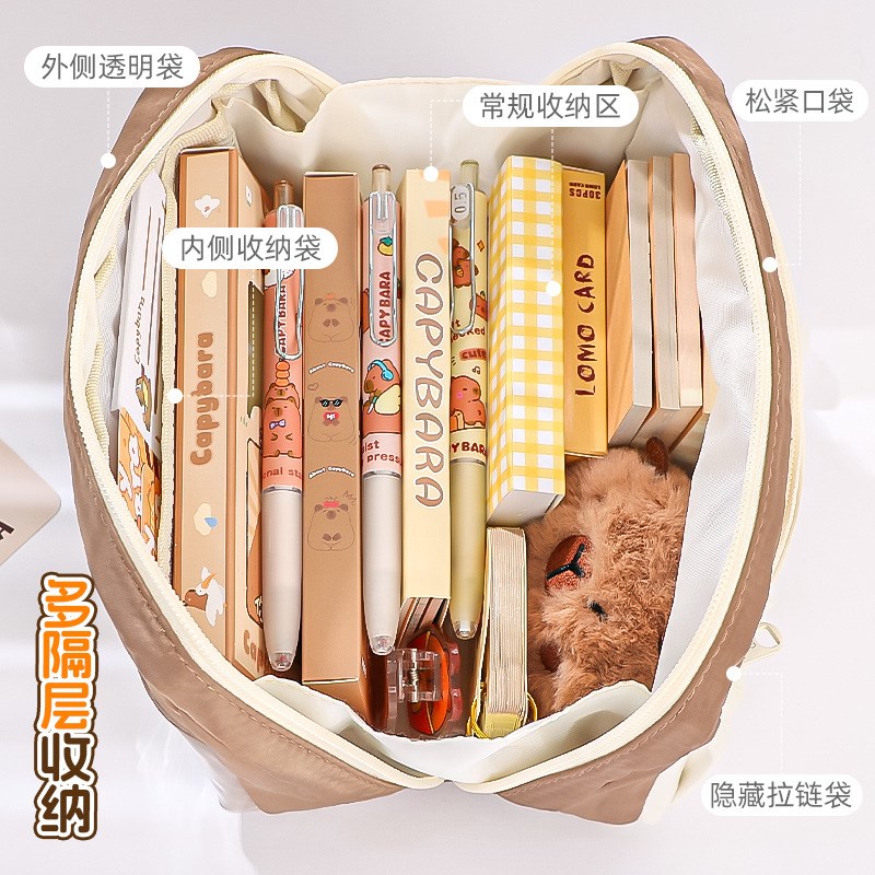 大容量笔袋可爱奶呼呼小众简约文具盒可爱学生文具袋帆布铅笔盒