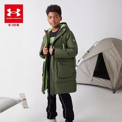 安德玛童装男大童长款防风双拉链保暖羽绒服244106308