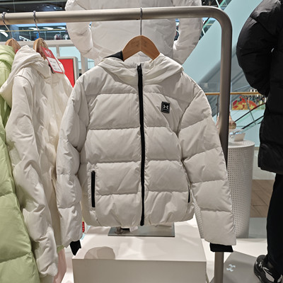 安德玛童装24年冬男女童连帽抗风儿童运动羽绒服244106130