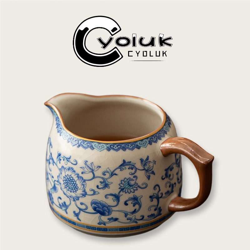 Cyoluk青花汝窑公道杯家用陶瓷茶漏功夫分茶器高档茶具套装礼盒装