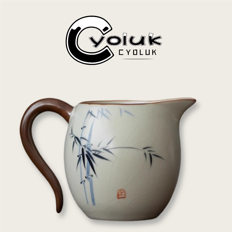 Cyoluk墨竹汝窑公道杯家用陶瓷茶滤网一体茶海分茶器茶具套装