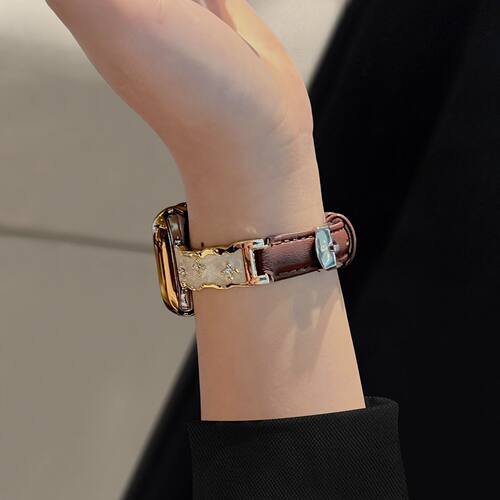 秋冬小香风适用苹果手表表带iwatchS10/11真皮applewatchS9/8/7se