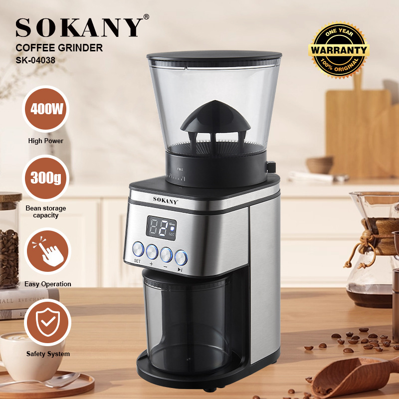 出口SOKANY04038磨豆机家用办公电动咖啡研磨机可调粗细粉碎机