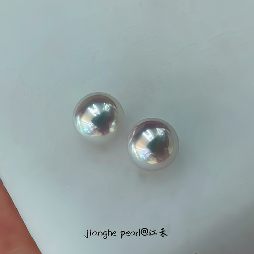 天然海水akoya珍珠耳钉18k金耳钉正圆极光耳环赵露思同款简约素钉