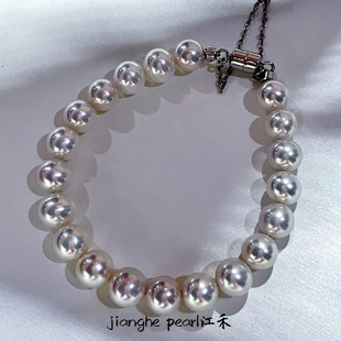 天然海水akoya珍珠手串 大点位满珠手链纯银磁吸扣高级感