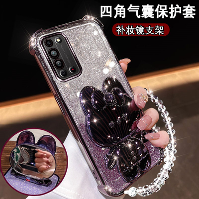 荣耀x10手机壳可爱兔支架镜子