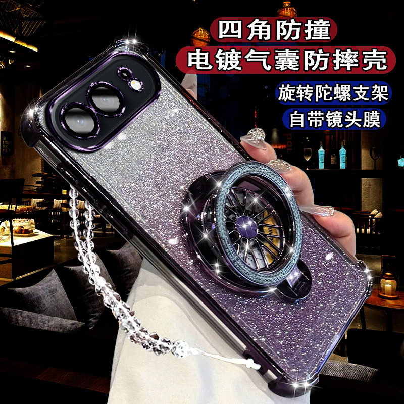 适用华为荣耀500手机壳500pro新款高级磁吸MEY-AN00网红陀螺支架Honor500气囊闪粉500软壳500por镜头全包保护