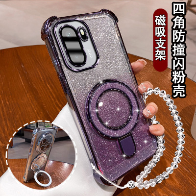 适用一加Ace6手机壳闪粉镂空磁吸