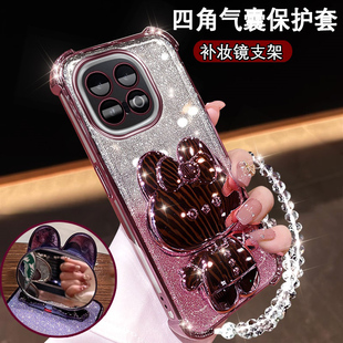 适用iQOOZ10Turbo+新品手机壳可爱兔支架镜子V2507A镜头膜全包iqooz10turbopro四角防摔气囊z10turbo保护套女