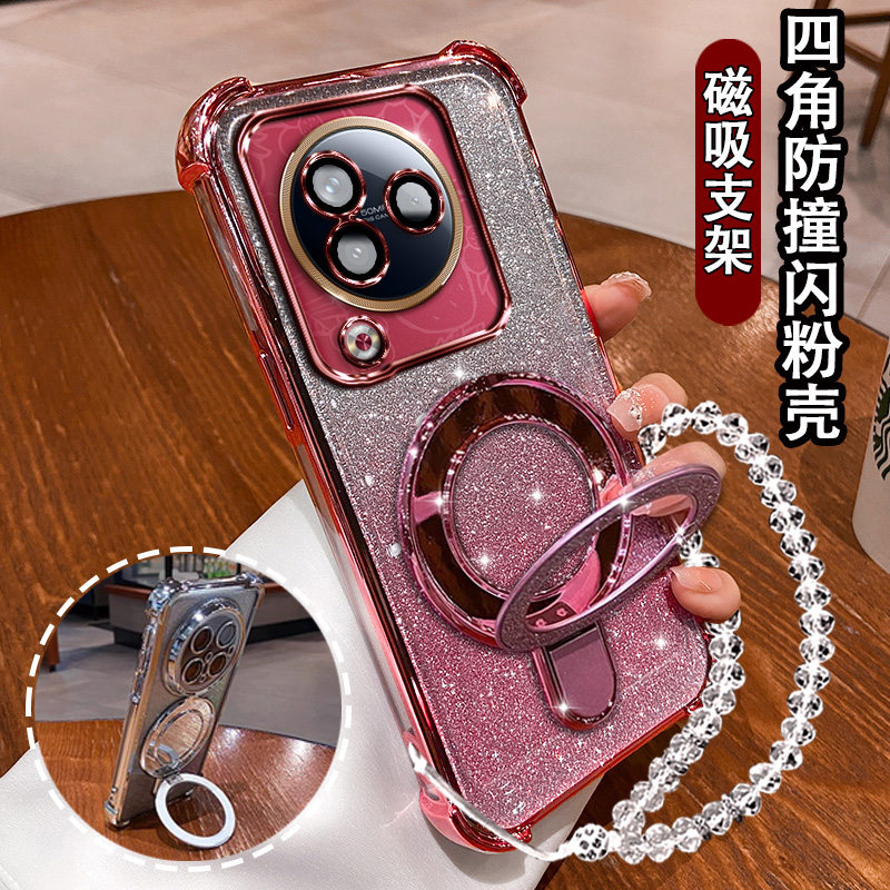 适用小米Civi3曲屏手机壳civi3闪粉磁吸支架23046PNC9保护套新款CIVI3气囊软壳ciiv3防摔硅胶vici3超薄外壳女