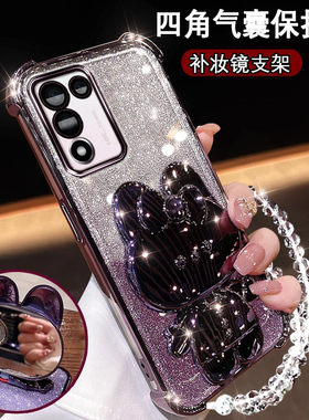 OPPOk9S手机壳可爱兔支架镜子PERM10四角防摔软壳oppok10活力版闪粉0pp0K9S全包镜头保护网红创意潮K9S高颜值