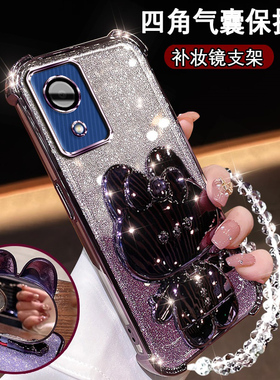 适用三星A03Core新款手机壳网红兔支架镜子SamsungA03core镜头全包GalaxyA03core超薄防摔硅胶软壳闪粉保护套